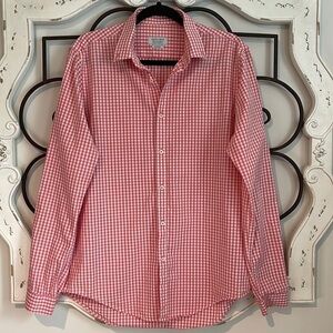 ZARA MAN SLIM FIT PLAID DRESS SHIRT PINK/WHITE SIZE LARGE